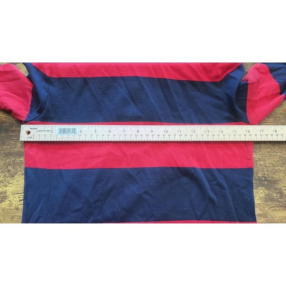 Ralph Lauren Womens Rugby Shirt Dress Red Navy Striped Long Sleeve Crest Small - Picture 5 of 8